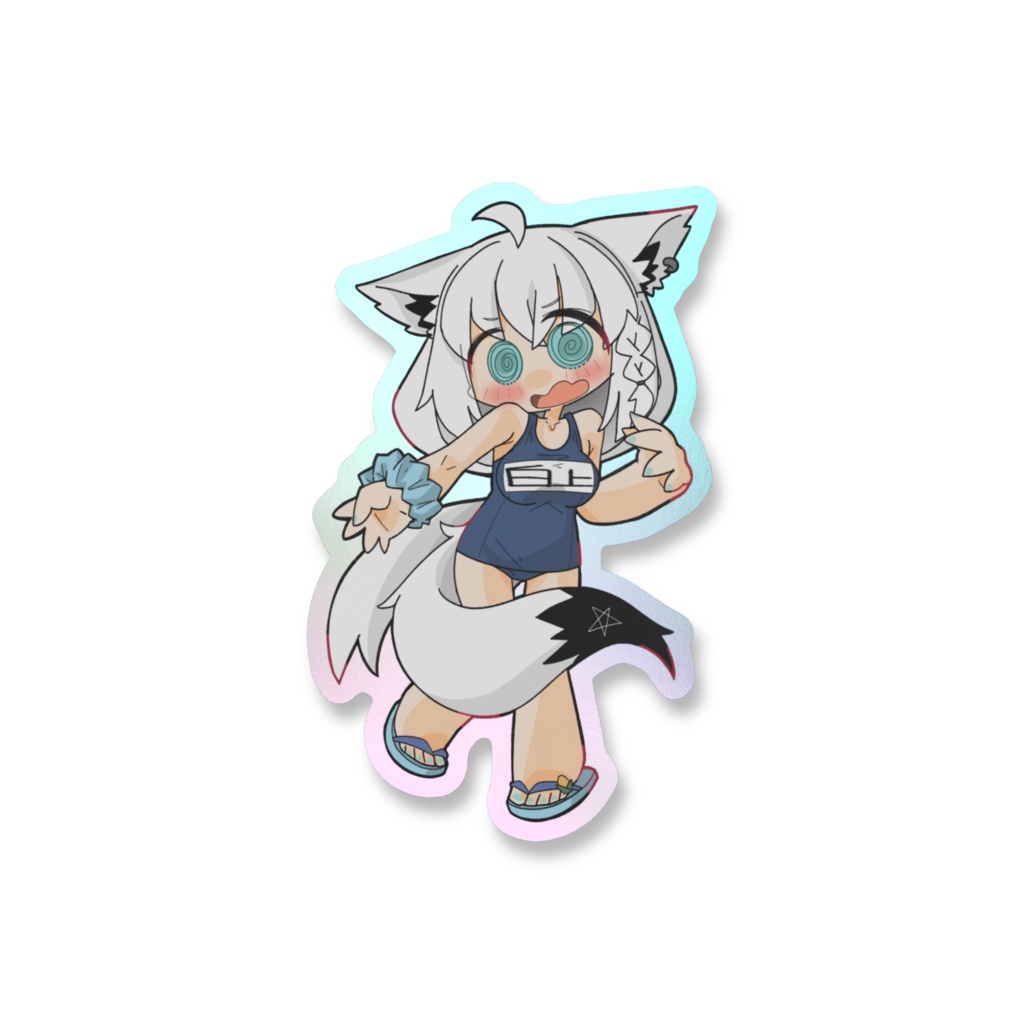 スク水フブちゃんスマホステッカー(オーロラ)