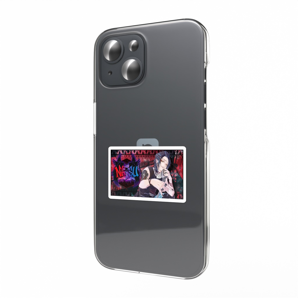 黒・夏 スマホステッカー【横】