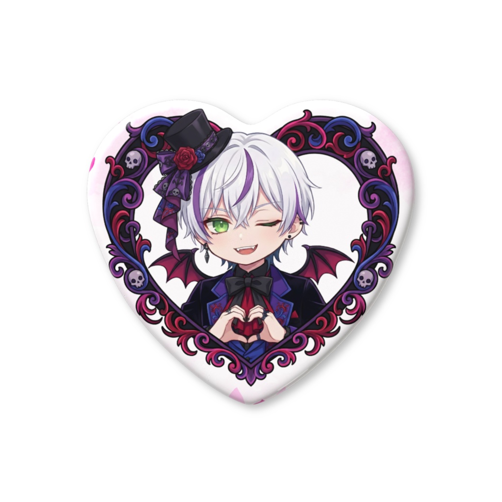 V-day　夏　ハート缶バッジ