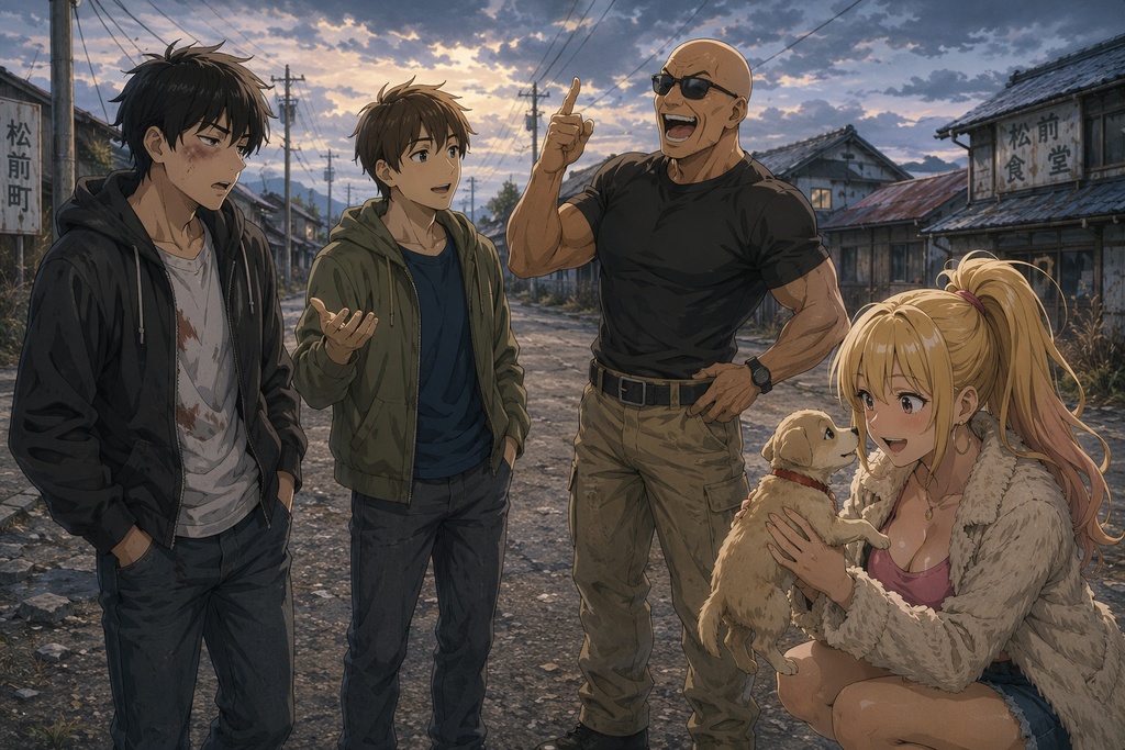 松前町の青春群像劇 3枚セット｜現代アニメ風シネマティックイラスト集