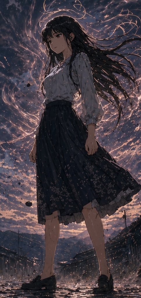 覚醒少女のダークバトルイラスト3枚セット|漫画風クライマックスシーン・アニメ調デジタルアート