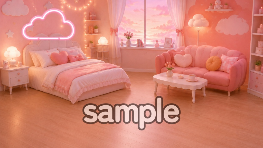 【動く配信背景】Pink Candy Room|Vtuber向けオーバーレイセット