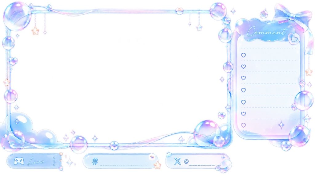 【配信素材】Pastel Bubble Overlay 🫧｜クリア×パステル｜VTuber・Vライバー向け