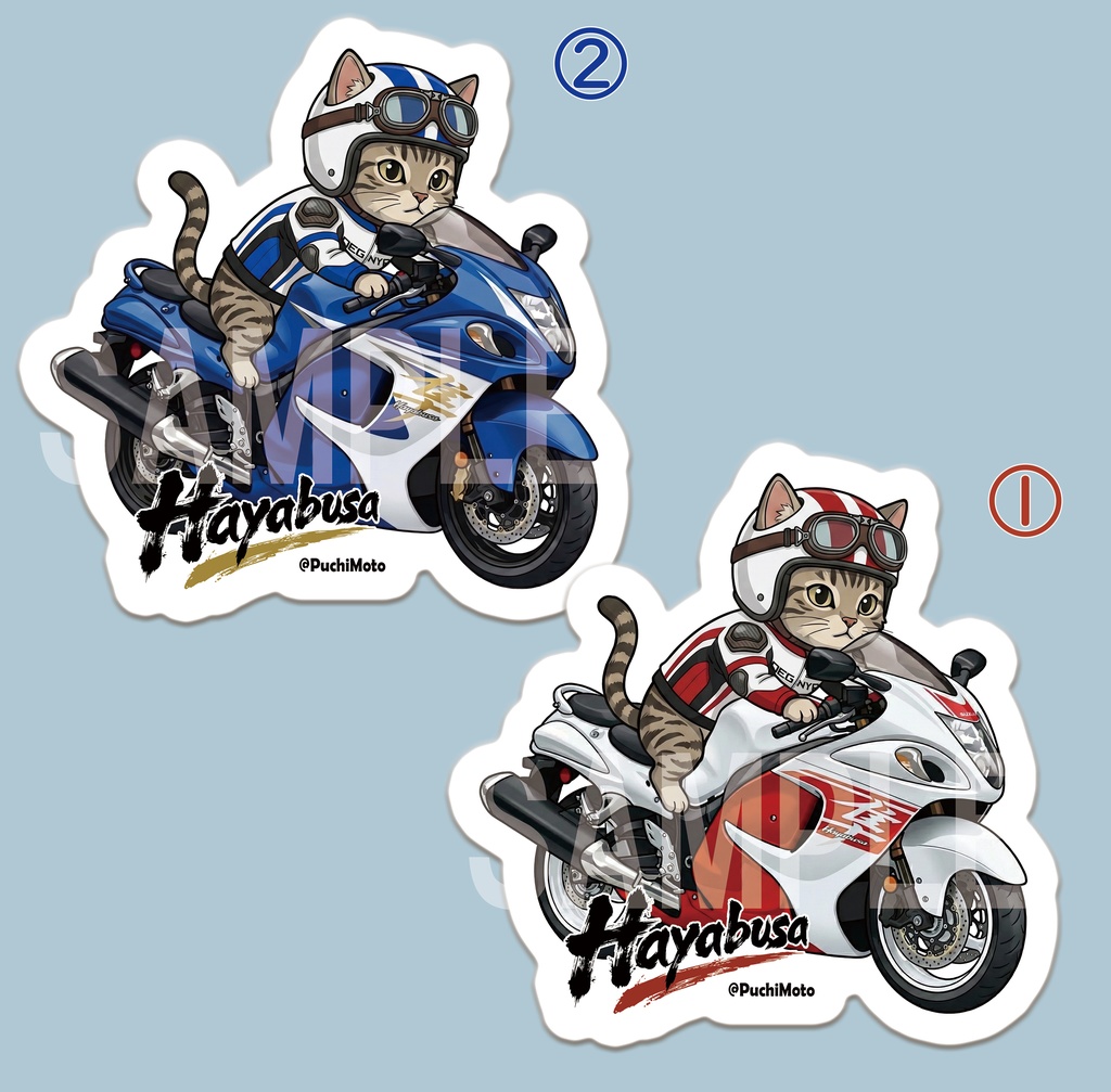 SUZUKI 隼 Type2 GSX1300R & 猫 ステッカー