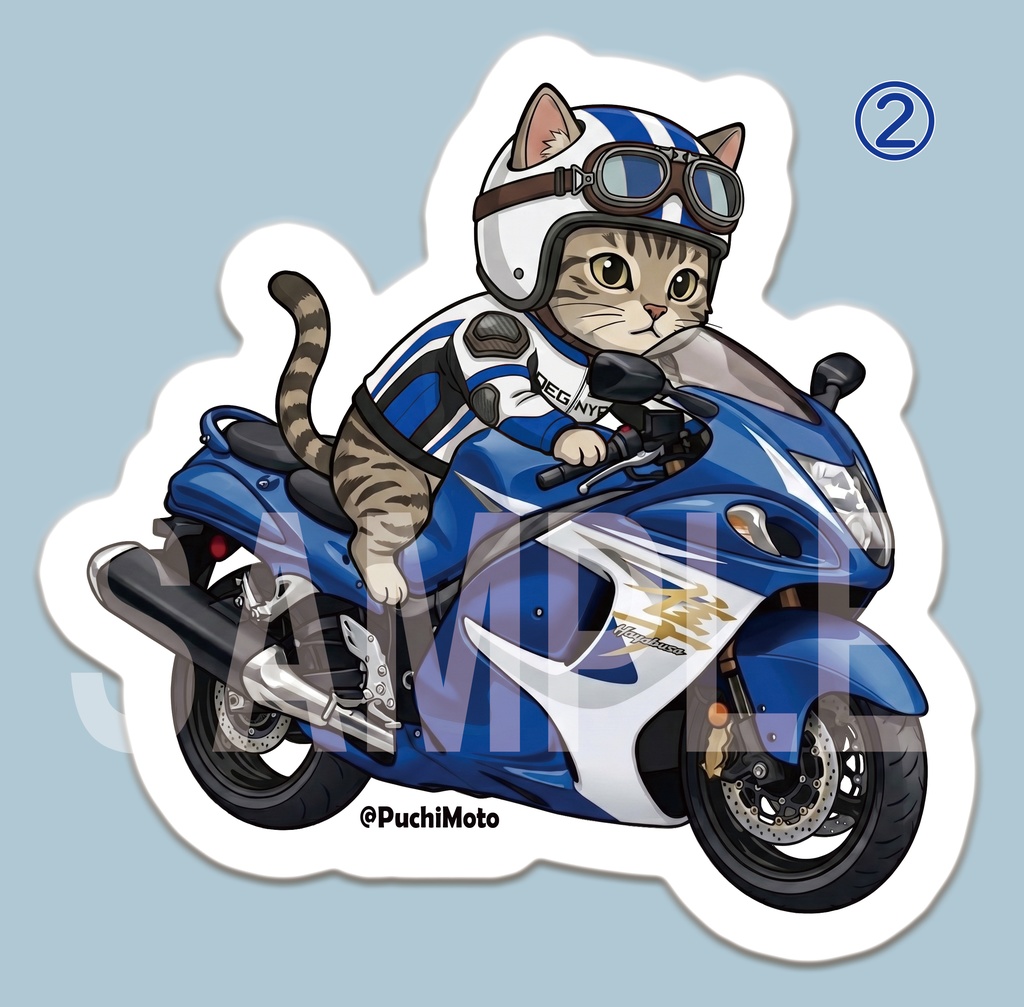 SUZUKI 隼 Type2 GSX1300R & 猫 ステッカー