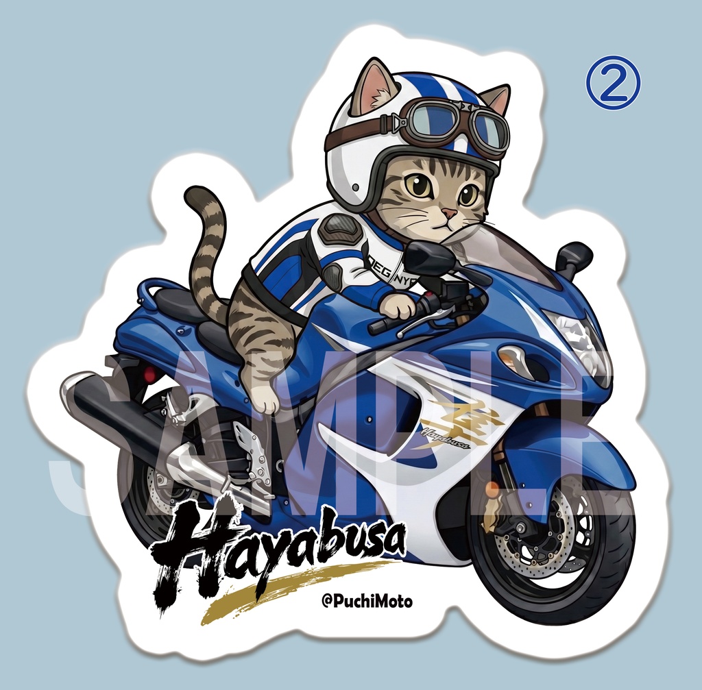 SUZUKI 隼 Type2 GSX1300R & 猫 ステッカー