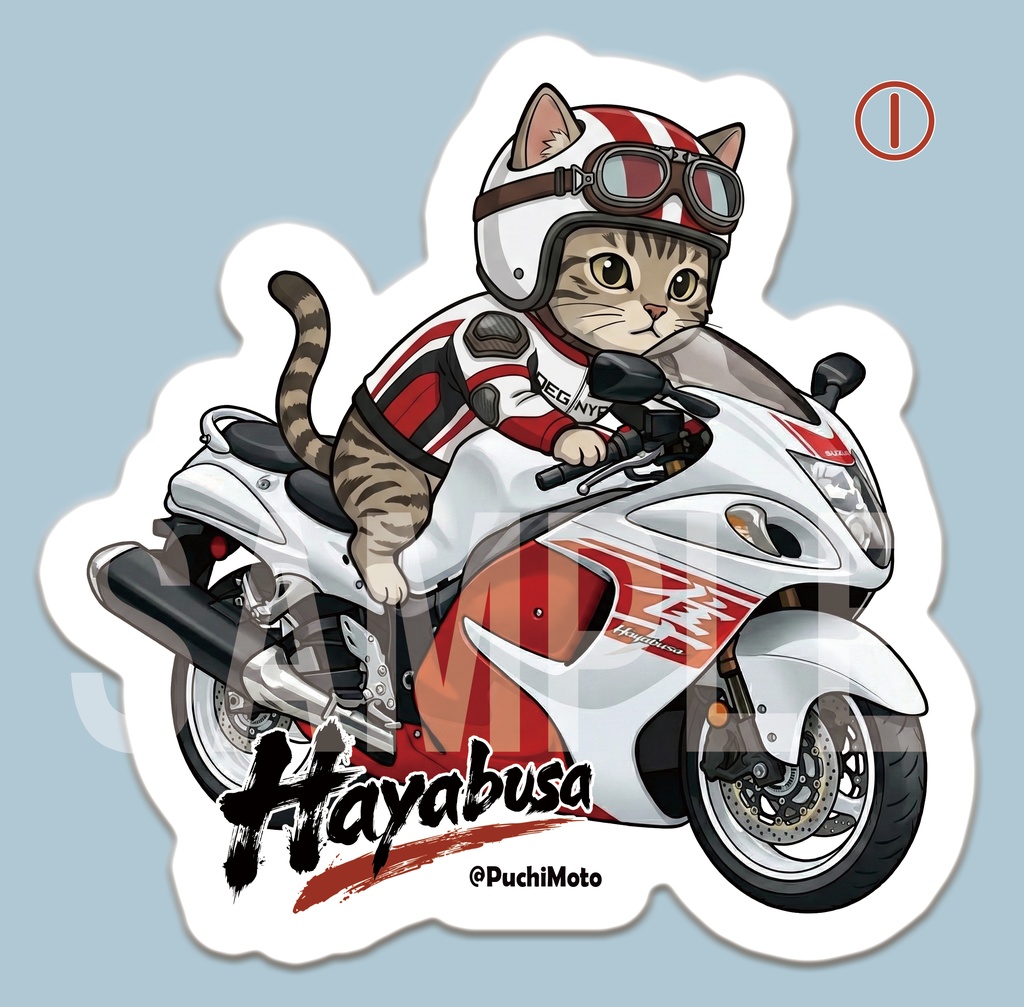 SUZUKI 隼 Type2 GSX1300R & 猫 ステッカー