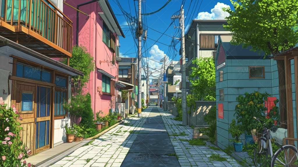 【背景】陽だまりに眠る街角