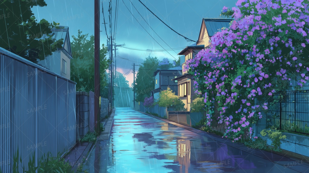 【背景】雨音だけが聞こえる帰り道
