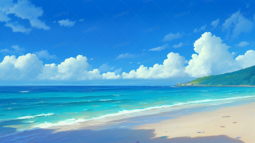 【ミニ動く背景】陽光きらめく白浜の楽園