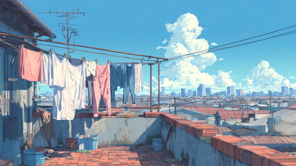 【背景】晴れ渡る屋上の日常