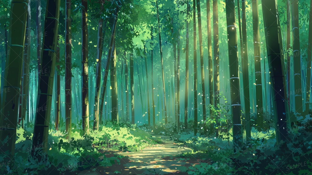 【背景】光降る朝の竹林