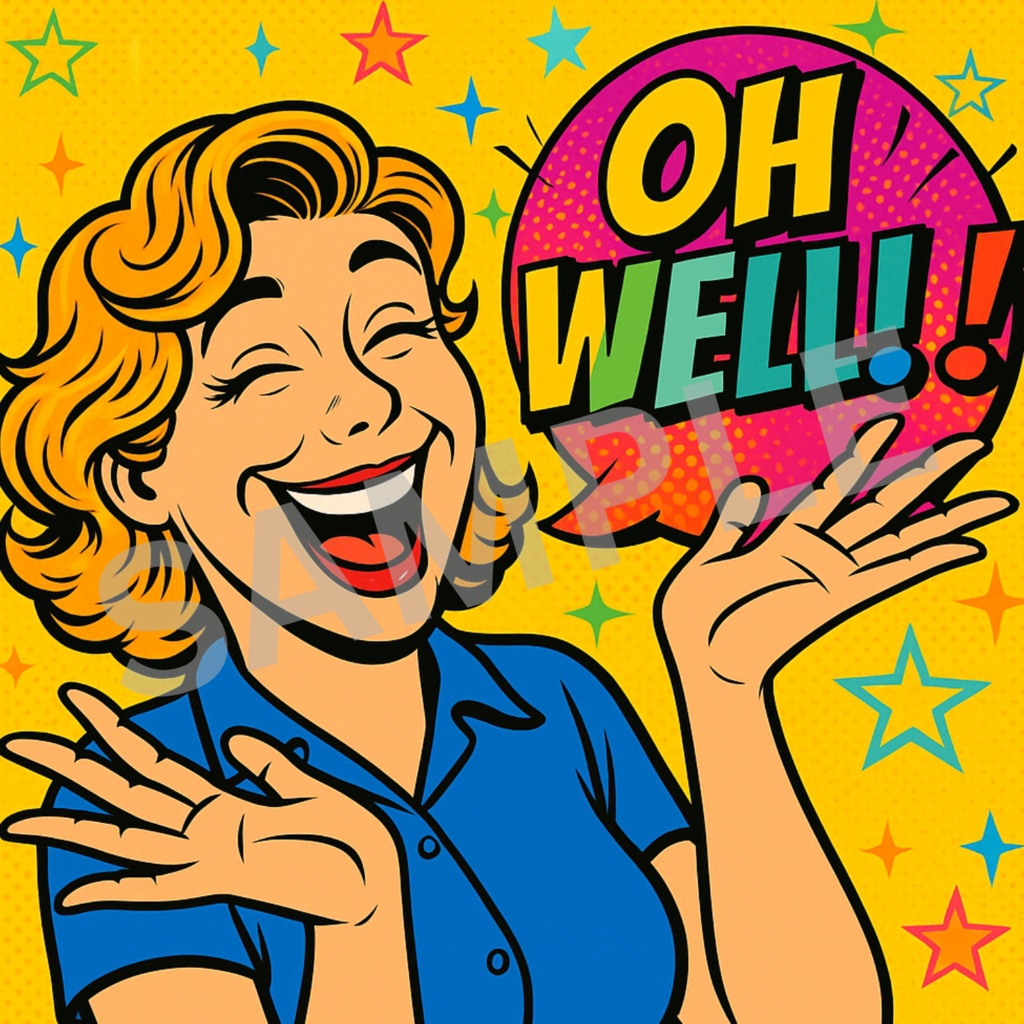 ポップアート アメコミ風の女性 4枚セット