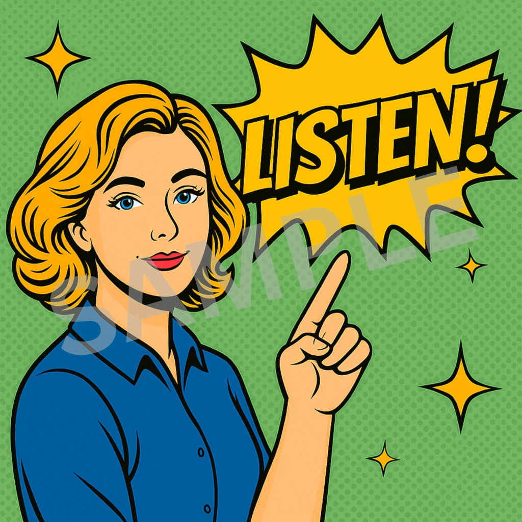 ポップアート アメコミ風の女性 4枚セット