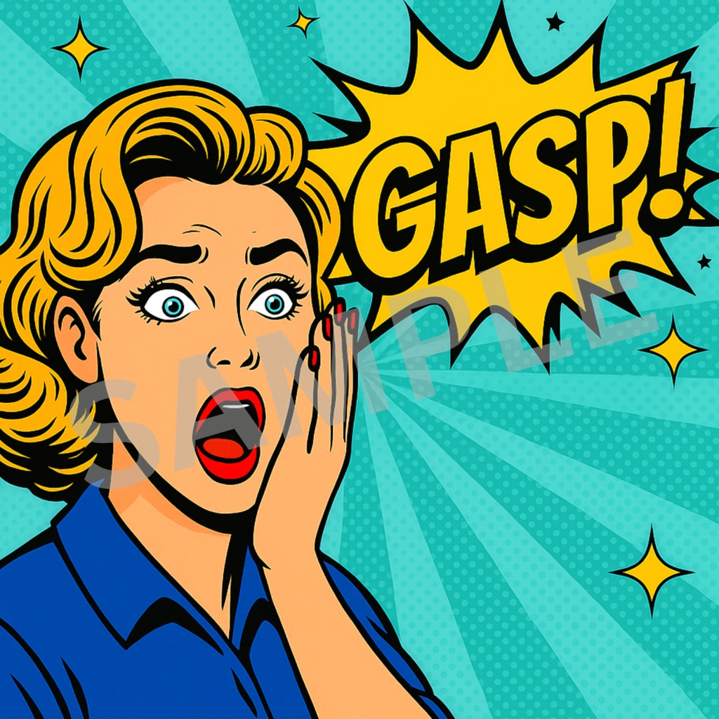 ポップアート アメコミ風の女性 4枚セット