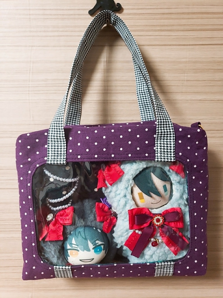 【ぬいといっしょ】ファスナー付きミニトート(紫ドット)