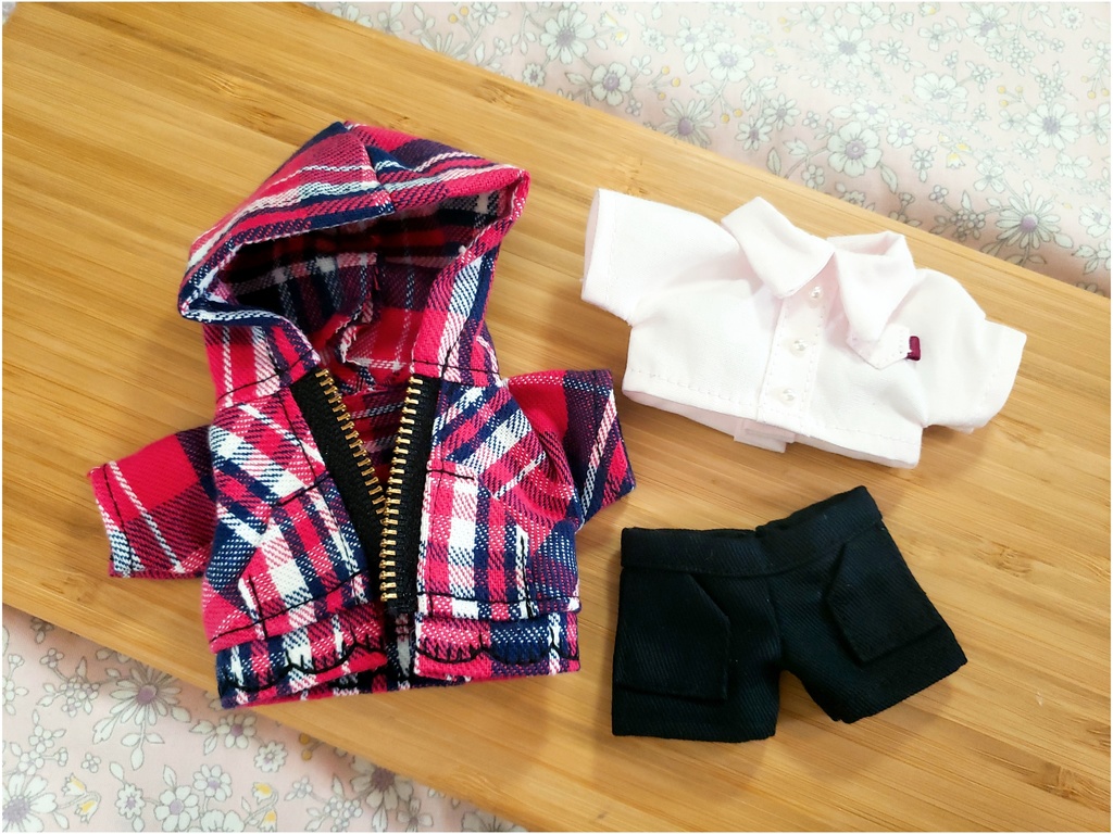 チェックパーカーセット【赤・黄】