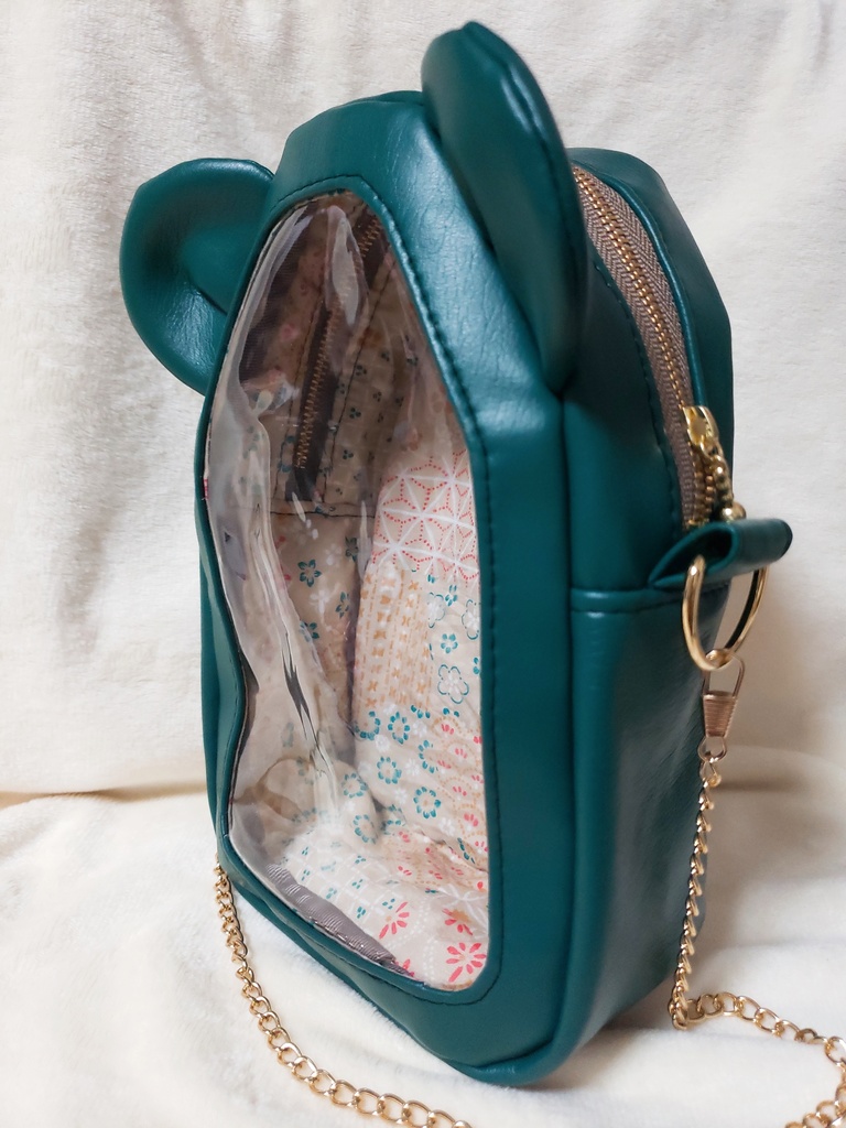 ぬいぐるみ用バッグ【合皮硬(深緑)】