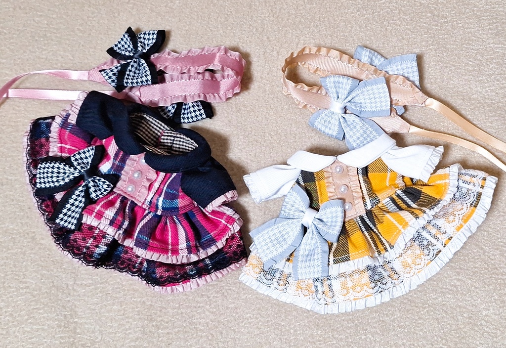 【棉花娃娃】2段フリルチェックワンピース【15cm】