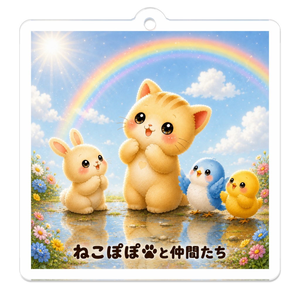 ねこぽぽと仲間たちのアクリルキーホルダー