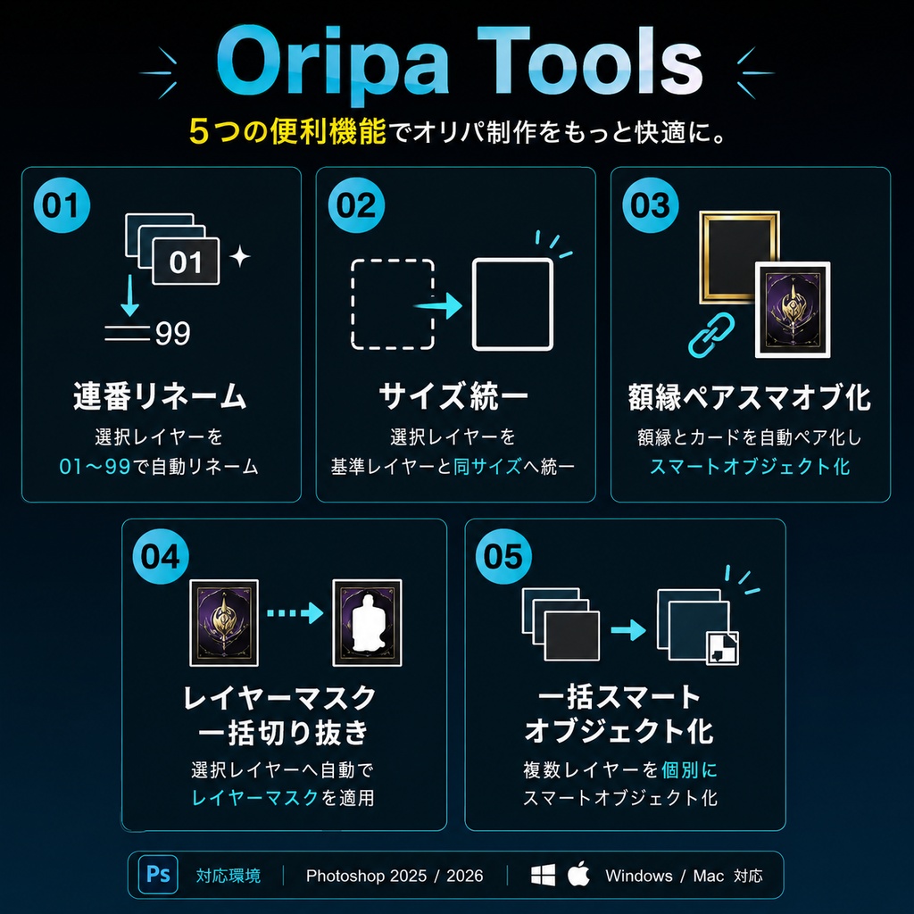 Oripa Tools オリパ制作向けPhotoshop時短プラグイン