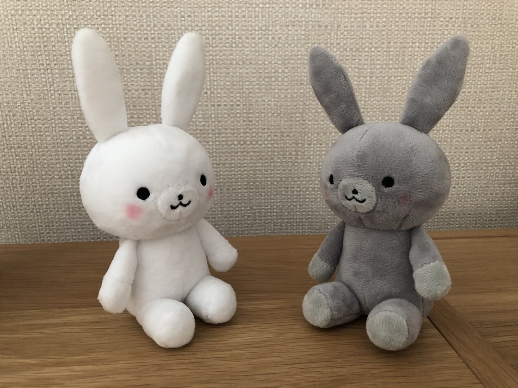 寂しがりうさぎぬいぐるみ(座高15cm)白&グレーセット販売