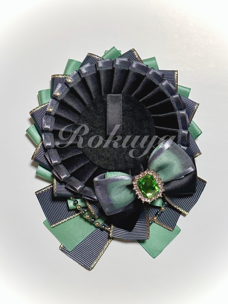 ロゼット（ダークグレー&グリーン）