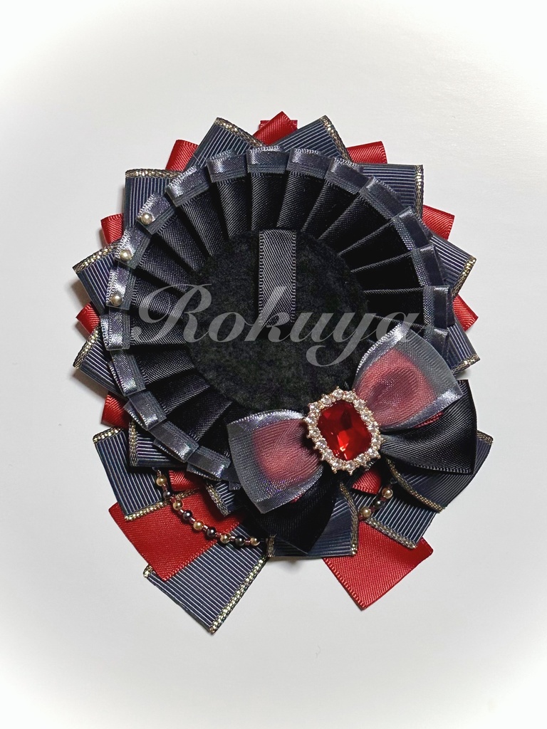 ロゼット（ダークグレー&ダークレッド）