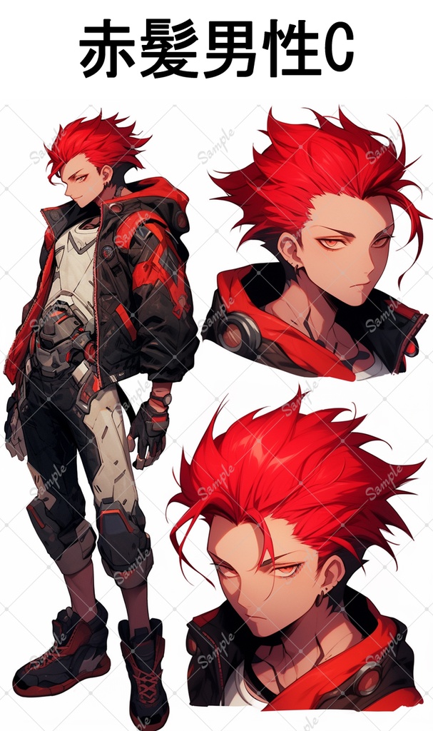 【無料版有】男性キャラクター素材6種(各キャラ全身1体バストアップ2体)
