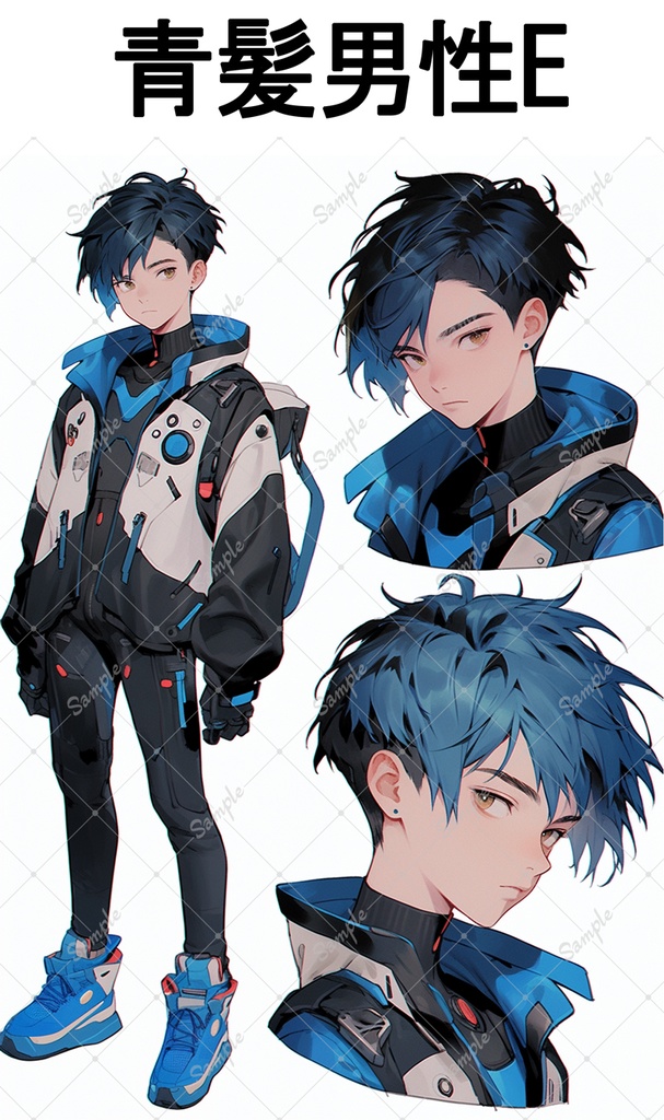 【無料版有】男性キャラクター素材6種(各キャラ全身1体バストアップ2体)