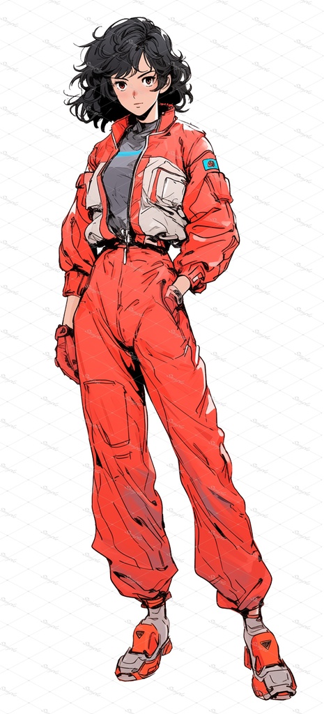 レトロ風女性キャラクター立ち絵素材4点+おまけ背景4点