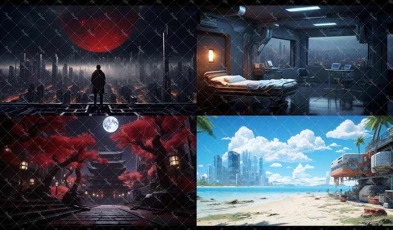 背景素材集(近未来都市NeoTokyo)60枚セット 無料版有