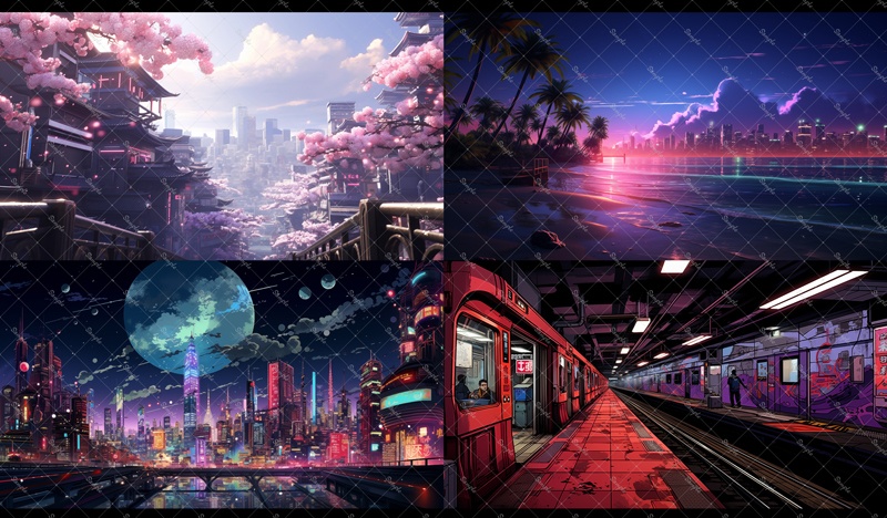 背景素材集(近未来都市NeoTokyo)60枚セット 無料版有