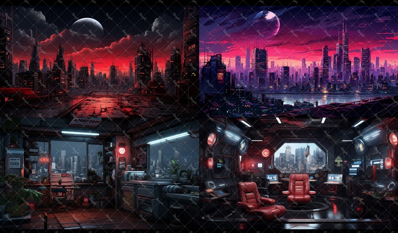 背景素材集(近未来都市NeoTokyo)60枚セット 無料版有