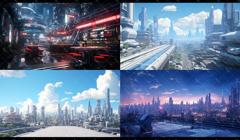 背景素材集(近未来都市NeoTokyo)60枚セット 無料版有