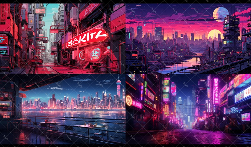 背景素材集(近未来都市NeoTokyo)60枚セット 無料版有