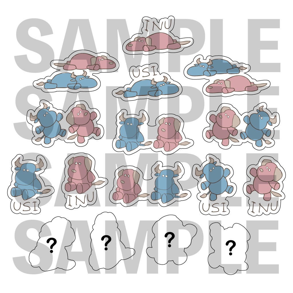 ランダムステッカー２枚入り（全16種のうち、ランダムで２枚封入）（4cm×5cm〜9cm×6cm）