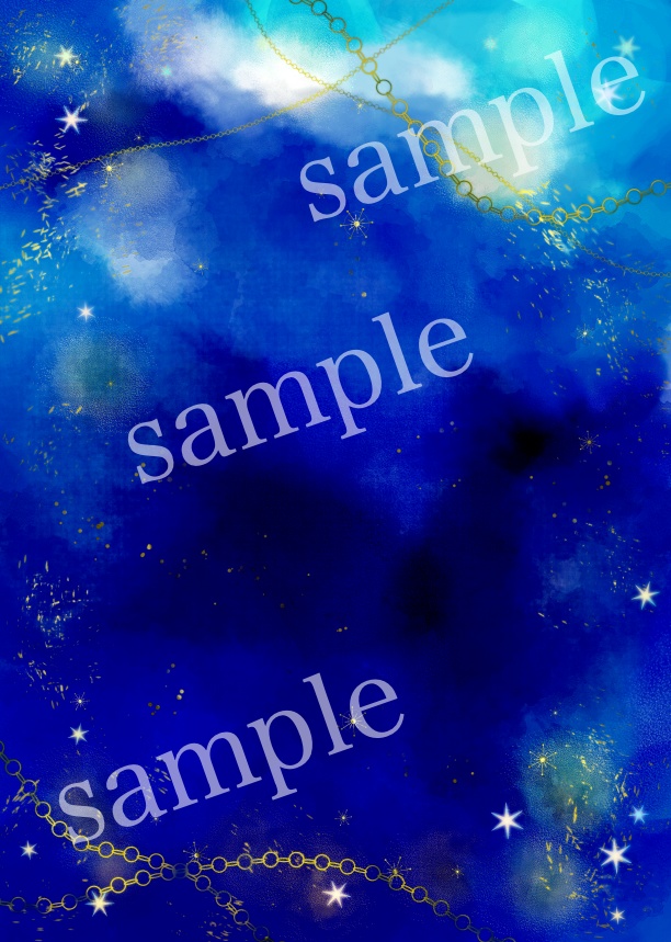 幻想的なキラキラ青い水彩風の背景素材セット