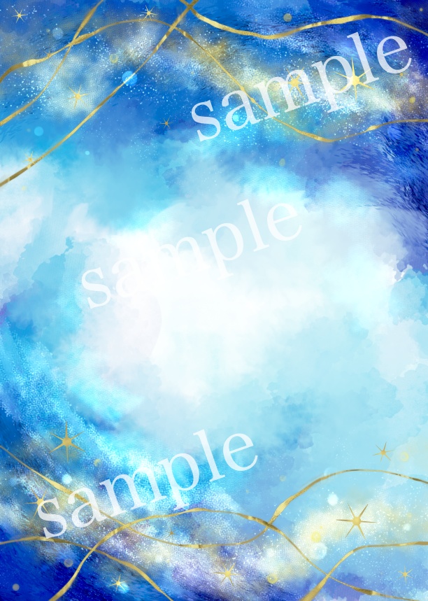 幻想的なキラキラ青い水彩風の背景素材セット