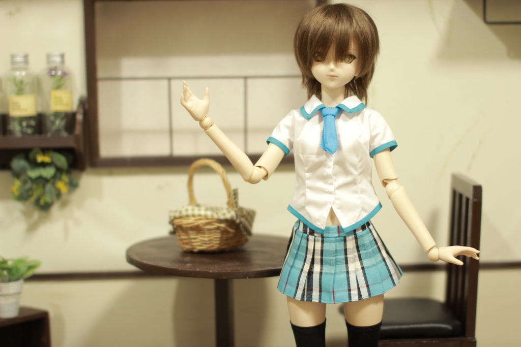 SD/DD/DDS用ドール服 制服風 ブラウススカートセット【ブルー】