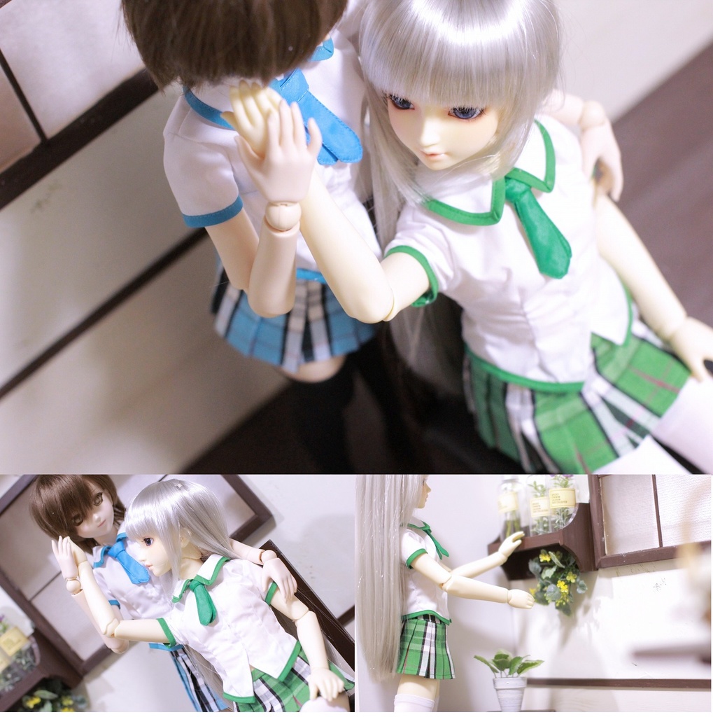 SD/DD/DDS用ドール服 制服風 ブラウススカートセット【グリーン】