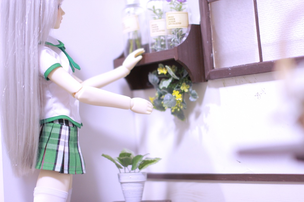 SD/DD/DDS用ドール服 制服風 ブラウススカートセット【グリーン】