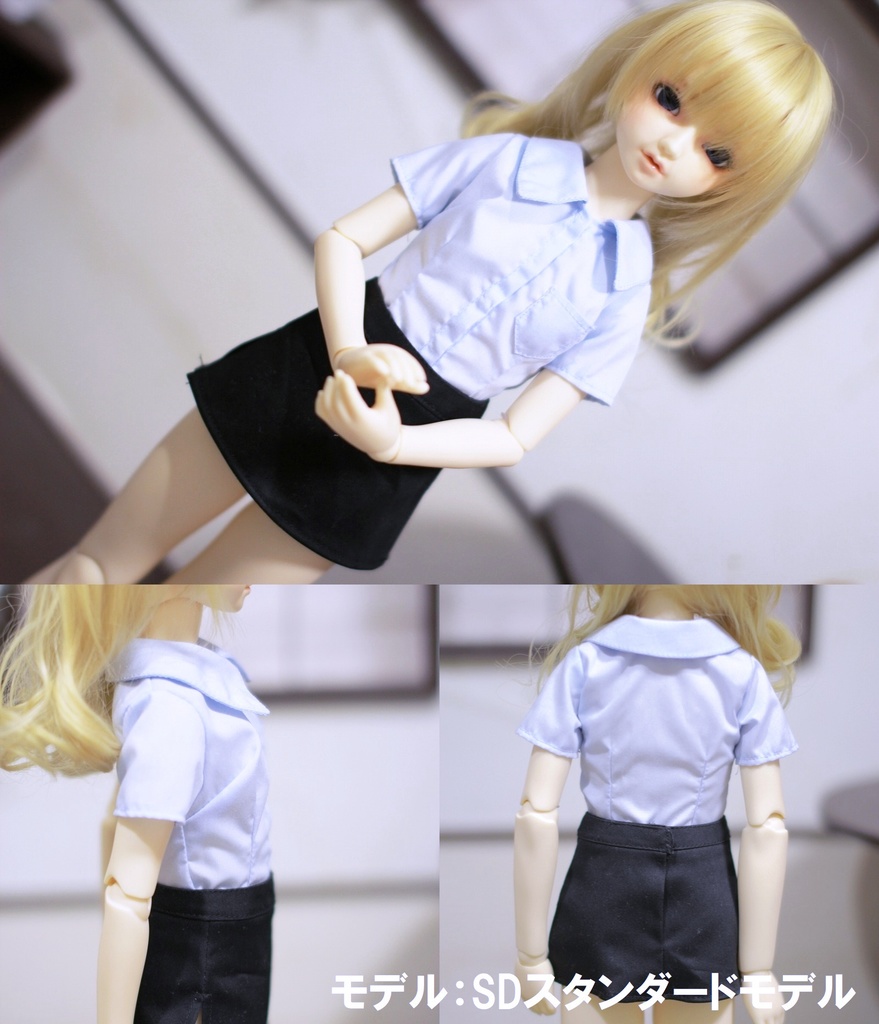 SD/DD/DDS用ドール服 胸ポケット付きブラウス ブルー