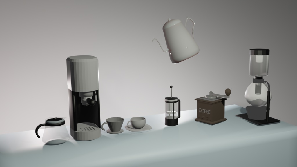 3D 丁寧なコーヒーグッズ(8items)　for coffee lovers