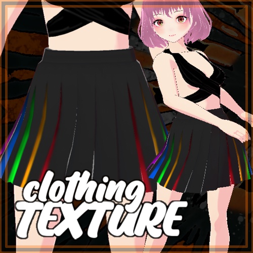 Black Pleated Skirt Rainbow Slits Texture 