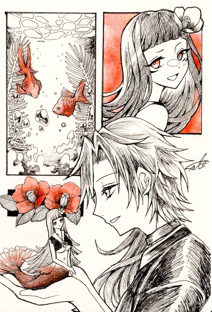 【ハガキ原画】漫画風ドローイング各種