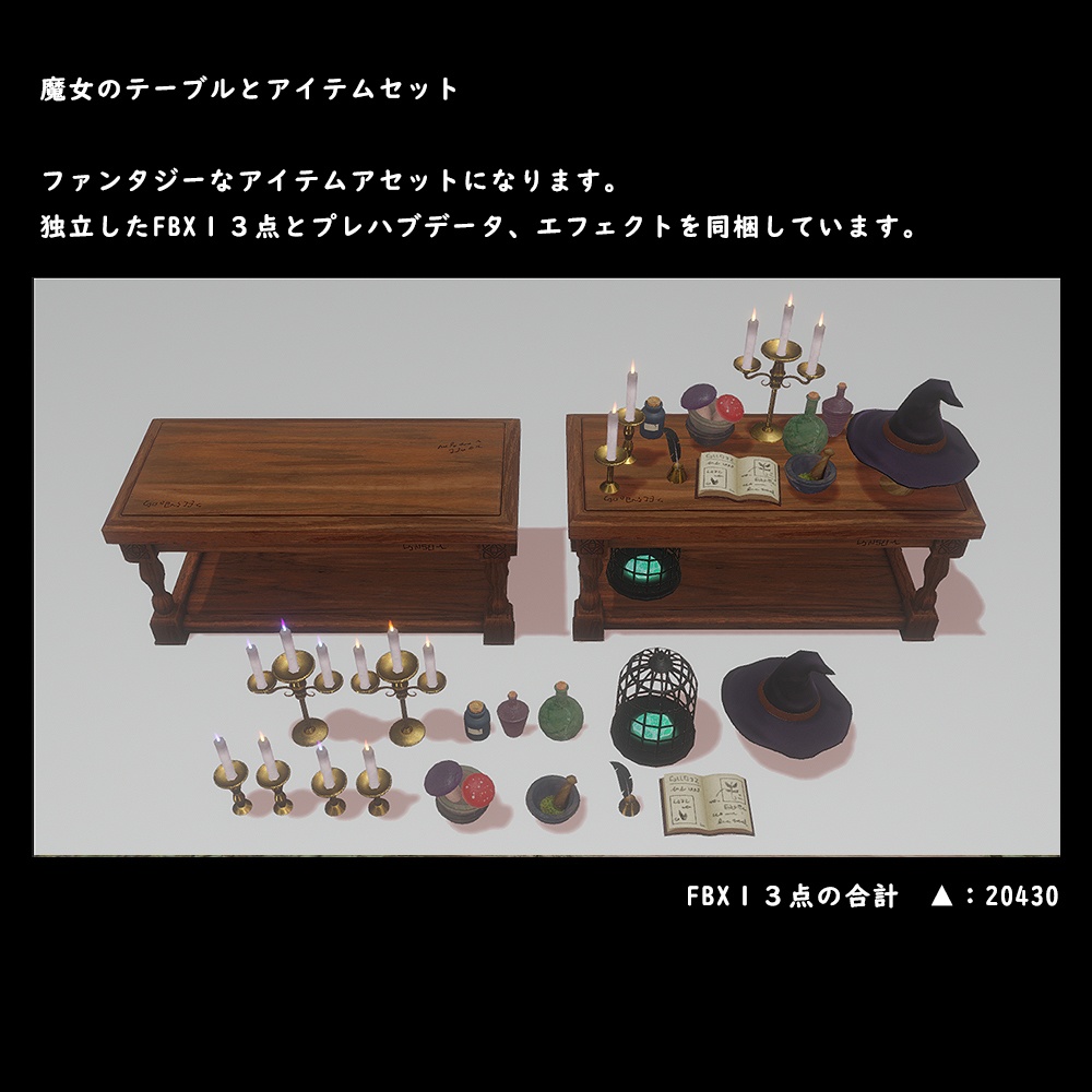 魔女の机とアイテムセット【BuiltIn】