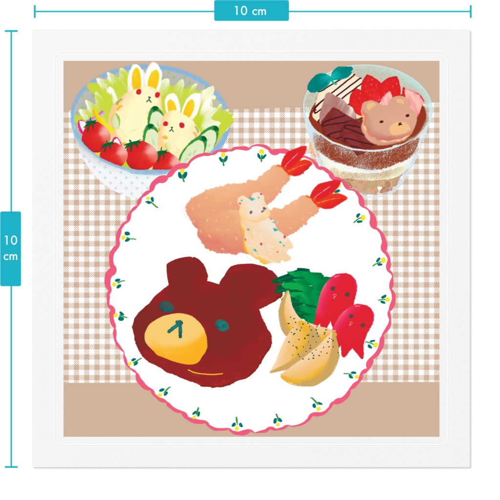 ステッカー_くま店長のハンバーグセット