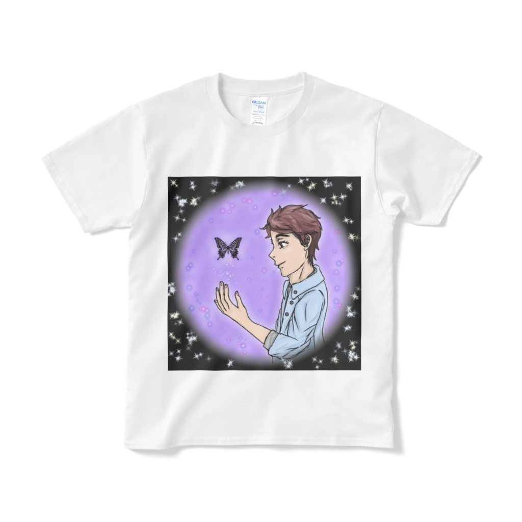 星と蝶と青年Tシャツ