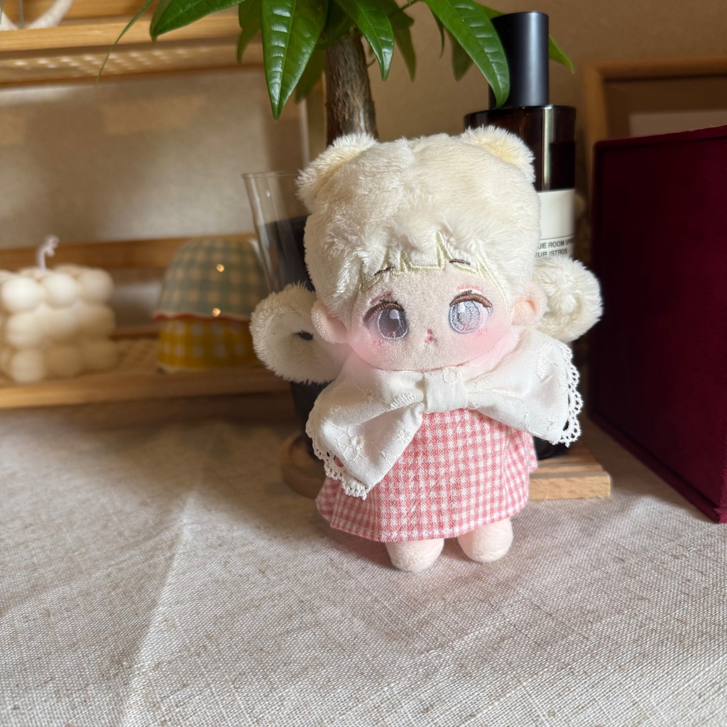 10cmぬいぐるみ用リボンワンピース🎀チェック・ドット